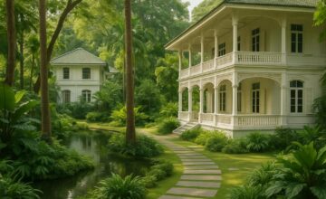 Aman Nai Lert Bangkok tropical garden and heritage buildings