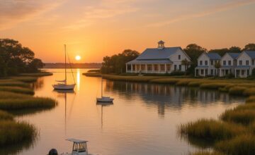 Sunrise waterfront view at The Dunlin on Johns Island