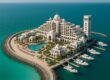 Aerial view of Jumeirah Marsa Al Arab resort and private peninsula in Dubai.