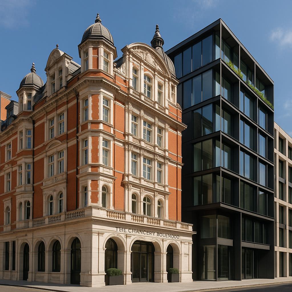 The Chancery Rosewood hotel facade with Edwardian architecture and modern design