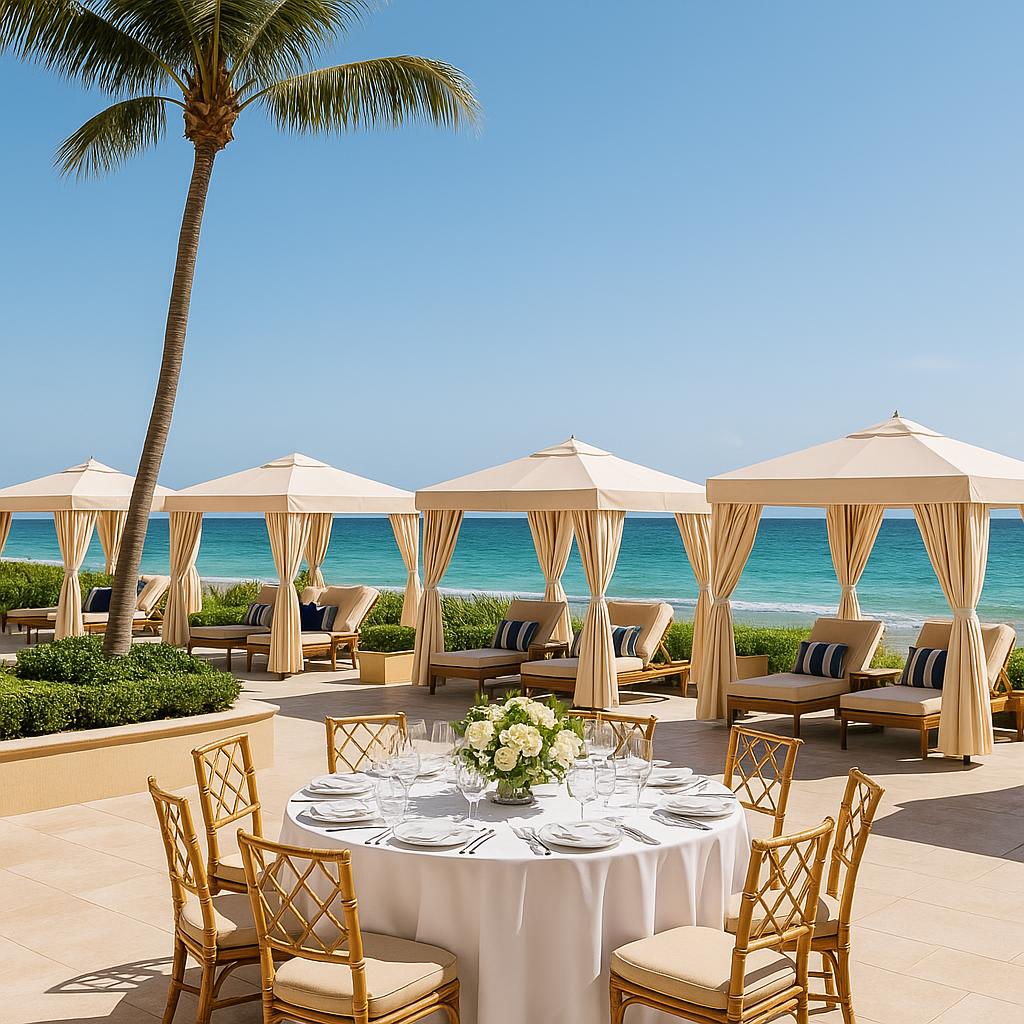 Luxurious beach club with cabanas and ocean view in Boca Raton