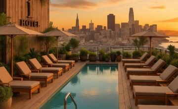 Rooftop pool at 1 Hotel San Francisco with city and bay views