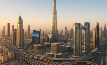 Address Sky View towers connected by skybridge with Burj Khalifa view