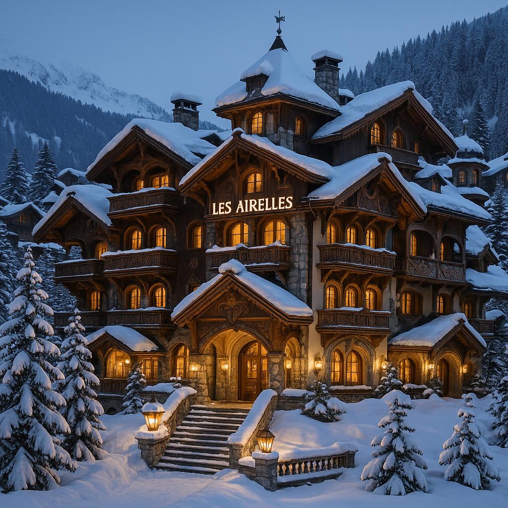 Les Airelles Courchevel - luxury fairytale chalet with snow-covered alpine facade