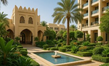 Al Messila luxury resort serene garden and architecture in Doha
