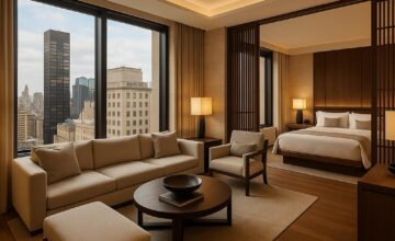 Luxury suite lounge at Aman New York with city views