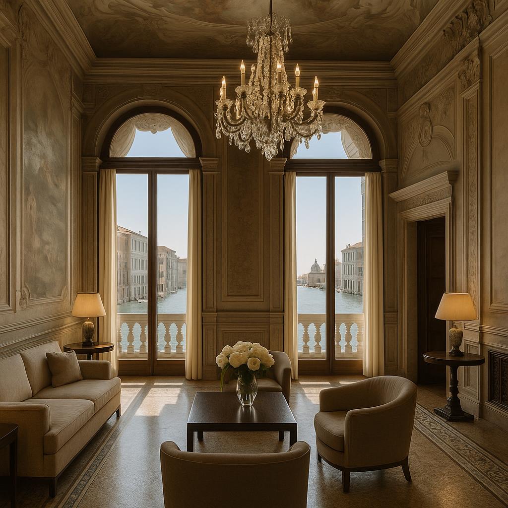 Aman Venice elegant interior overlooking Grand Canal