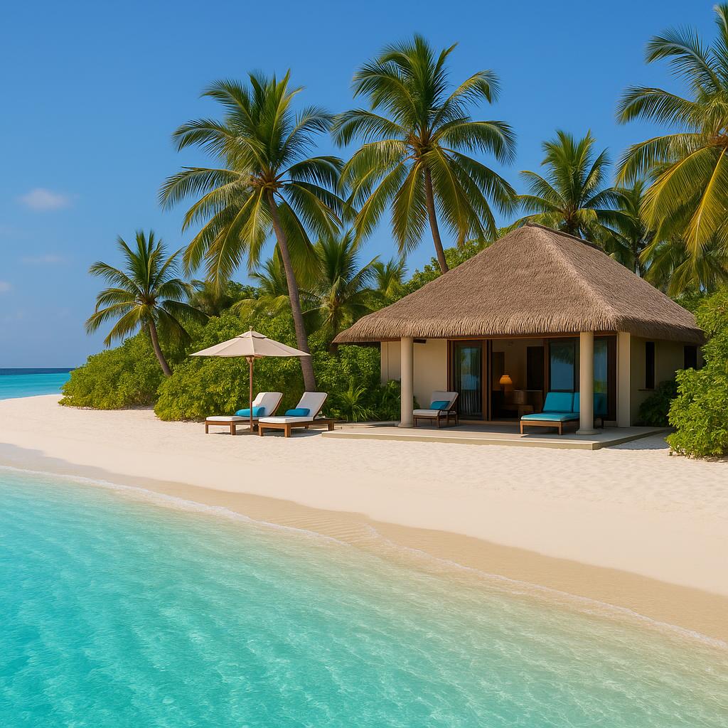 Amanpulo private island beach villa and turquoise sea