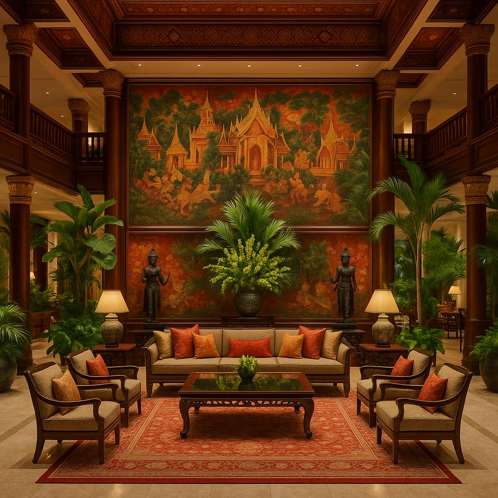 Anantara Siam Bangkok lobby featuring Thai traditional decor