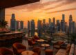 Rooftop bar and city skyline at Andaz Singapore