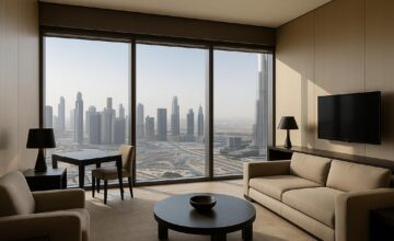 Armani Hotel Dubai luxury suite with city skyline