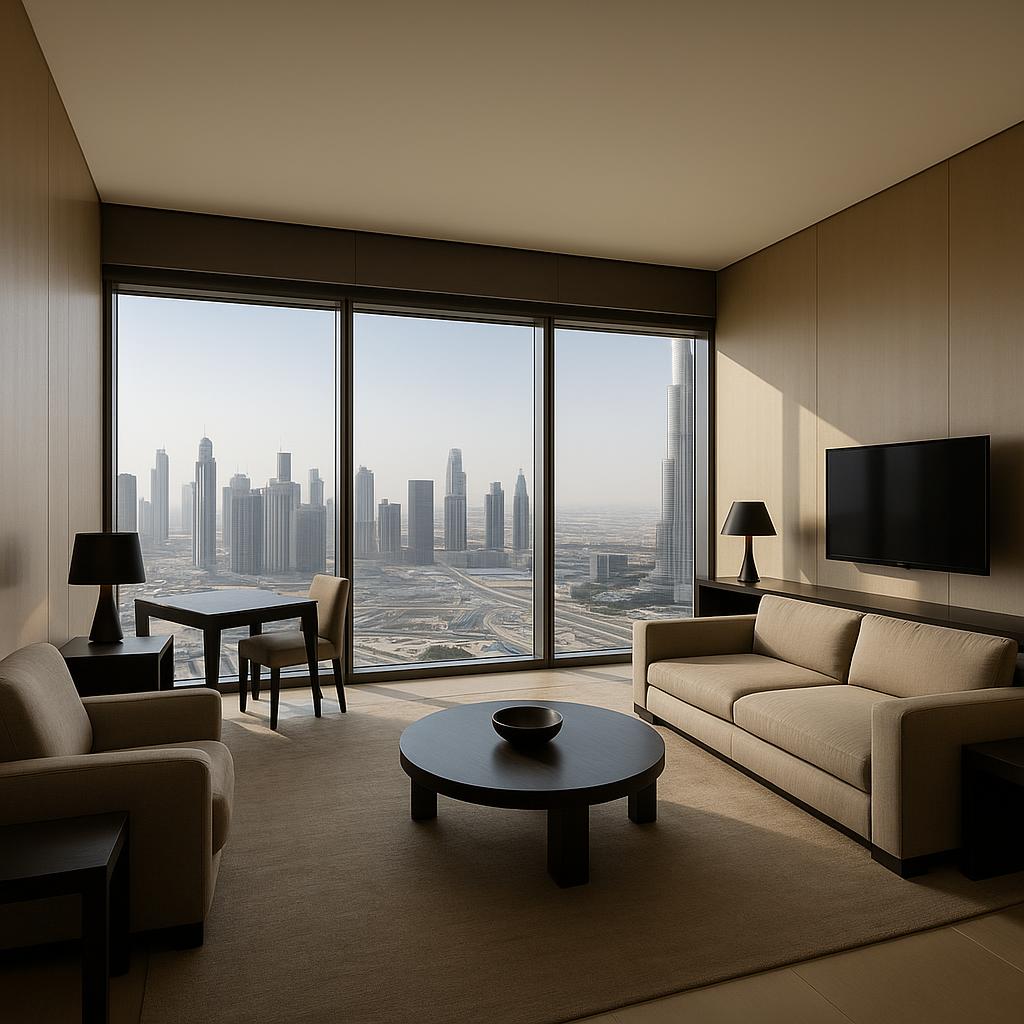 Armani Hotel Dubai luxury suite with city skyline