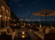 Auberge du Soleil outdoor terrace at night with skyline views
