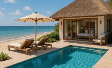 Luxury beachfront villa with private pool on Azura Benguerra Island