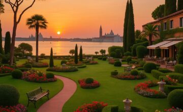 Belmond Hotel Cipriani gardens and lagoon view