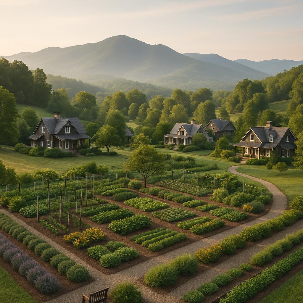 Blackberry Farm scenic view with mountains and cottages