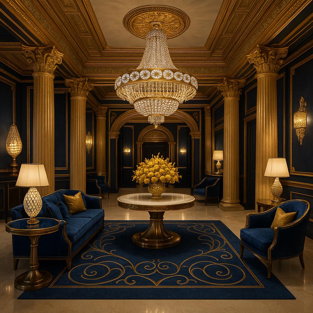 Bvlgari Hotel Roma lobby showcasing elegant design and Bvlgari motifs
