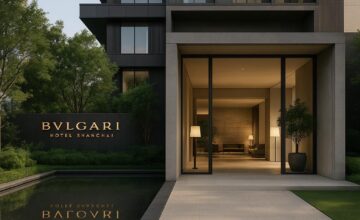 Bvlgari Hotel Shanghai modern minimalist lobby with natural light