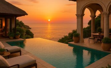 Bvlgari Resort Bali cliffside villa with private infinity pool and ocean view at sunset