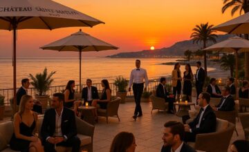 Château Saint-Martin & Spa beachfront lounge with sunset views and vibrant atmosphere