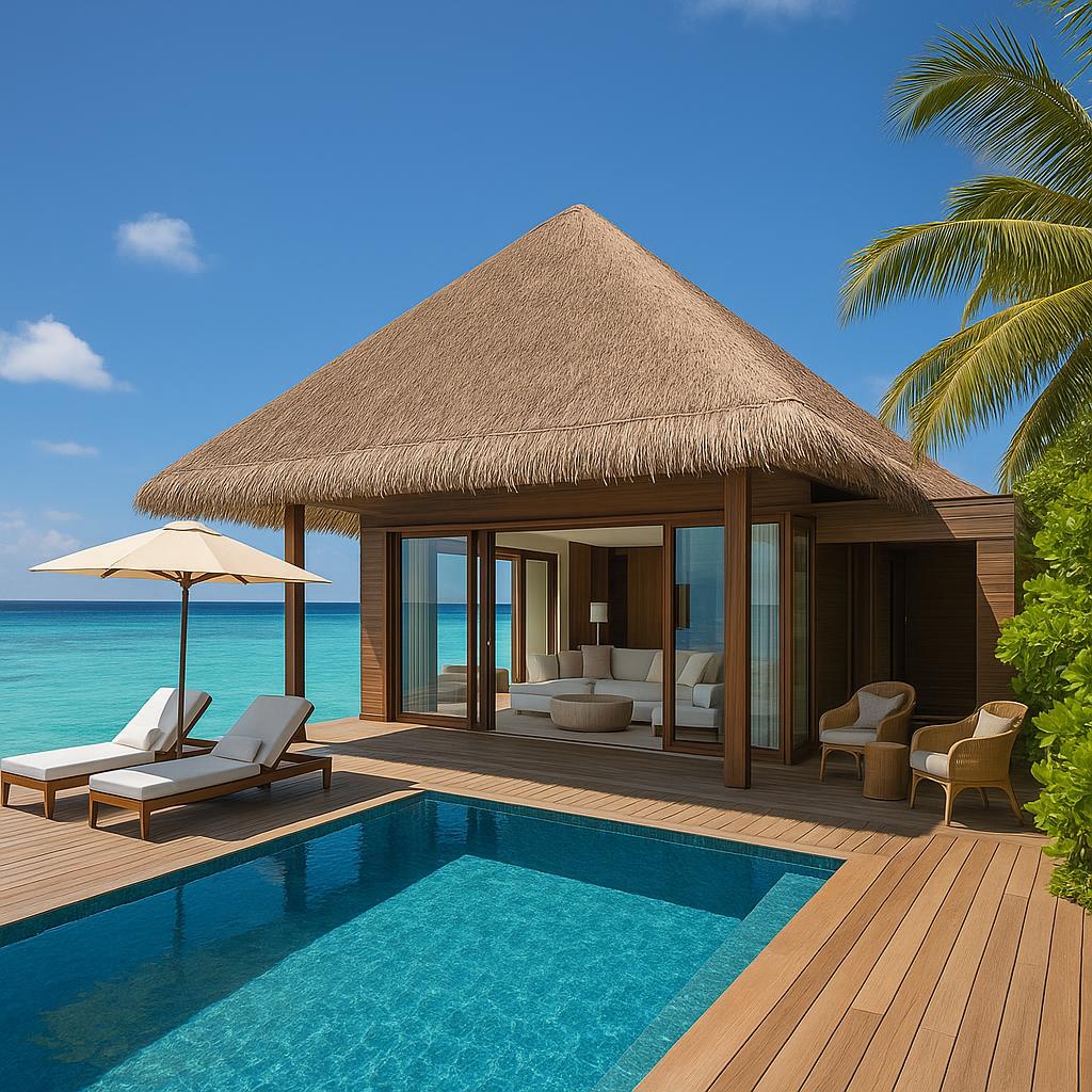 Cheval Blanc Randheli luxury overwater villa with private pool and ocean view