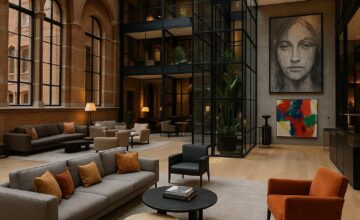Interior of Conservatorium Hotel with art and modern design