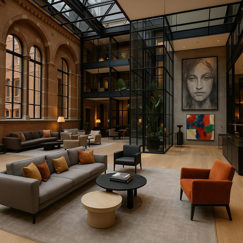 Interior of Conservatorium Hotel with art and modern design