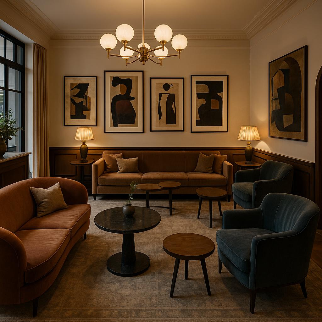 Crosby Street Hotel stylish lobby with local artwork