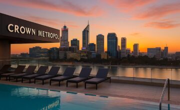 Rooftop pool with city view at Crown Metropol Perth