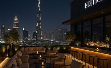 Dubai EDITION rooftop bar night view