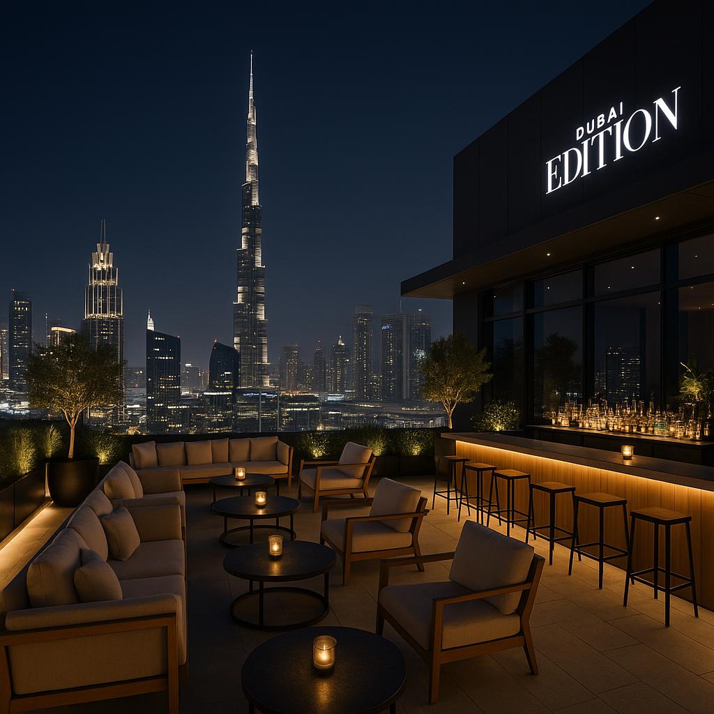 Dubai EDITION rooftop bar night view