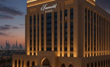 Fairmont Riyadh luxury hotel exterior with city skyline