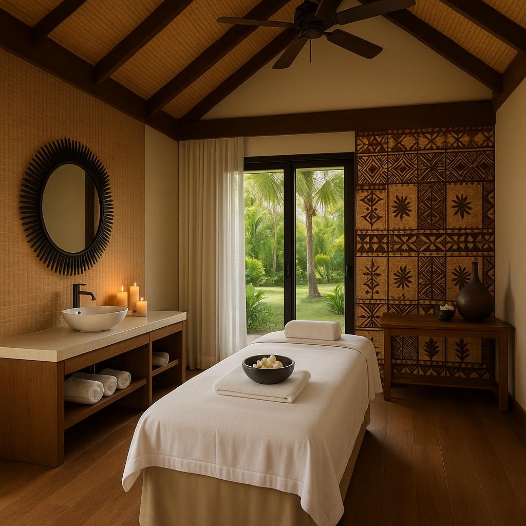 Spa treatment room with tranquil setting and natural light