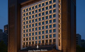 Four Seasons Hotel Seoul modern exterior at dusk