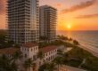 Four Seasons Hotel at The Surf Club facing ocean at sunset