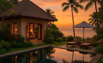 Private Bali villa with sunset ocean view and pool