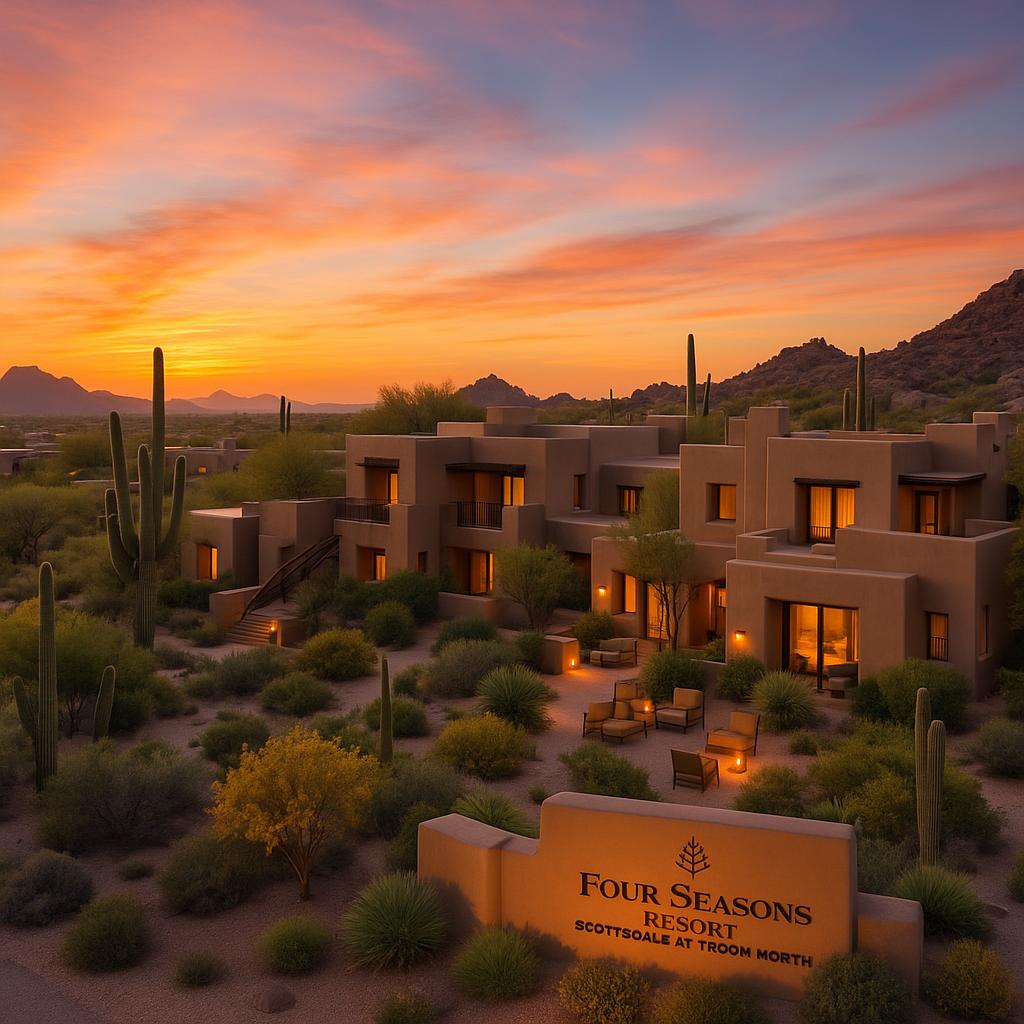 Four Seasons Resort Scottsdale at Troon North desert sunset view