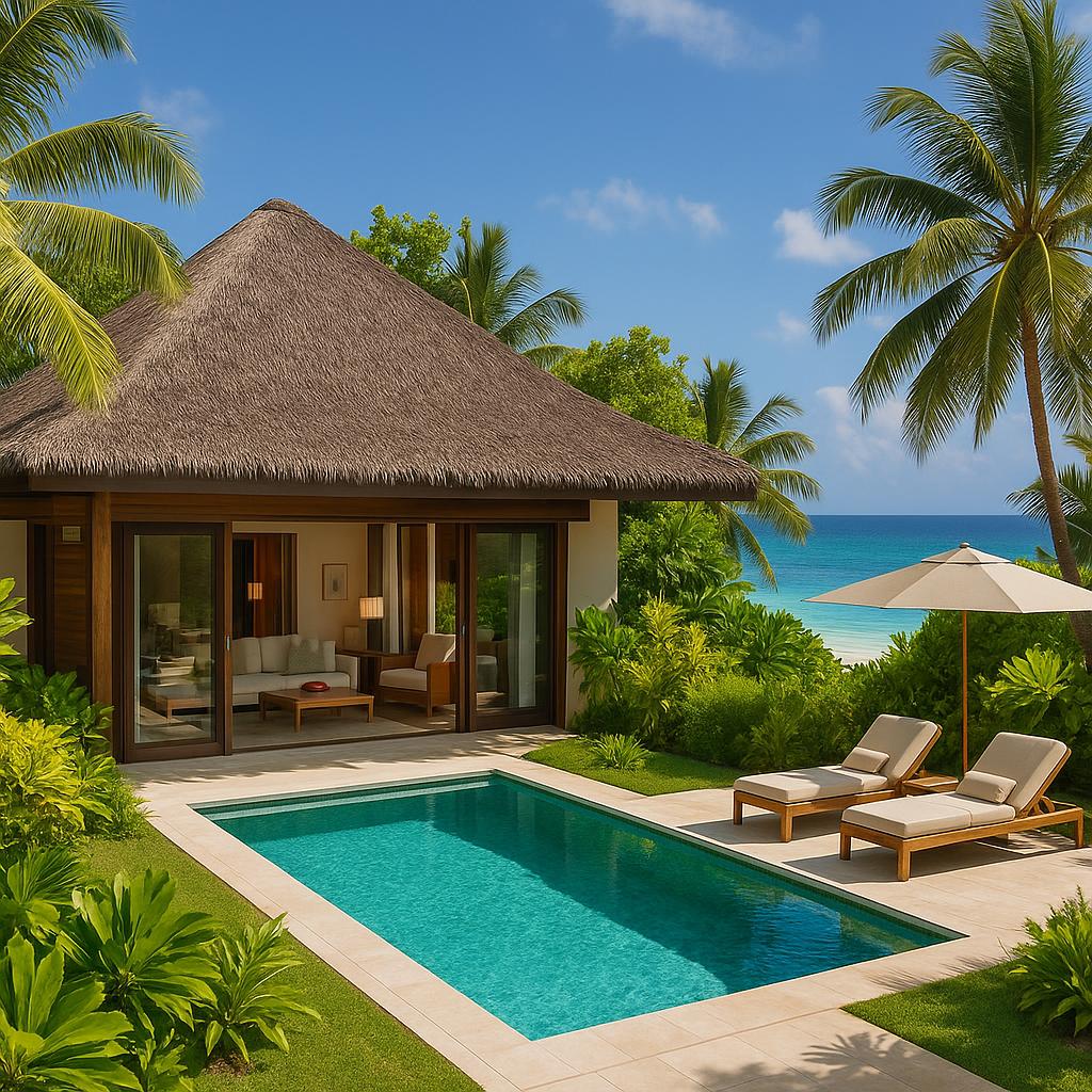 Private villa with pool at Four Seasons Resort Seychelles on Desroches Island