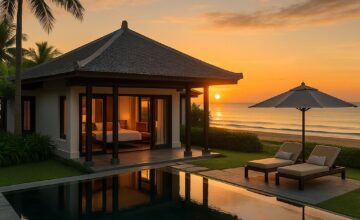 Four Seasons The Nam Hai beachfront villa with private pool and ocean sunset