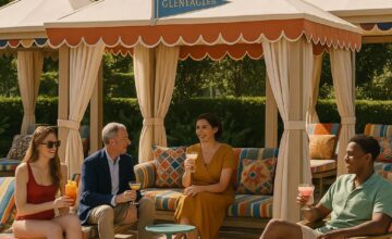 Gleneagles poolside lounge exuding beach club energy