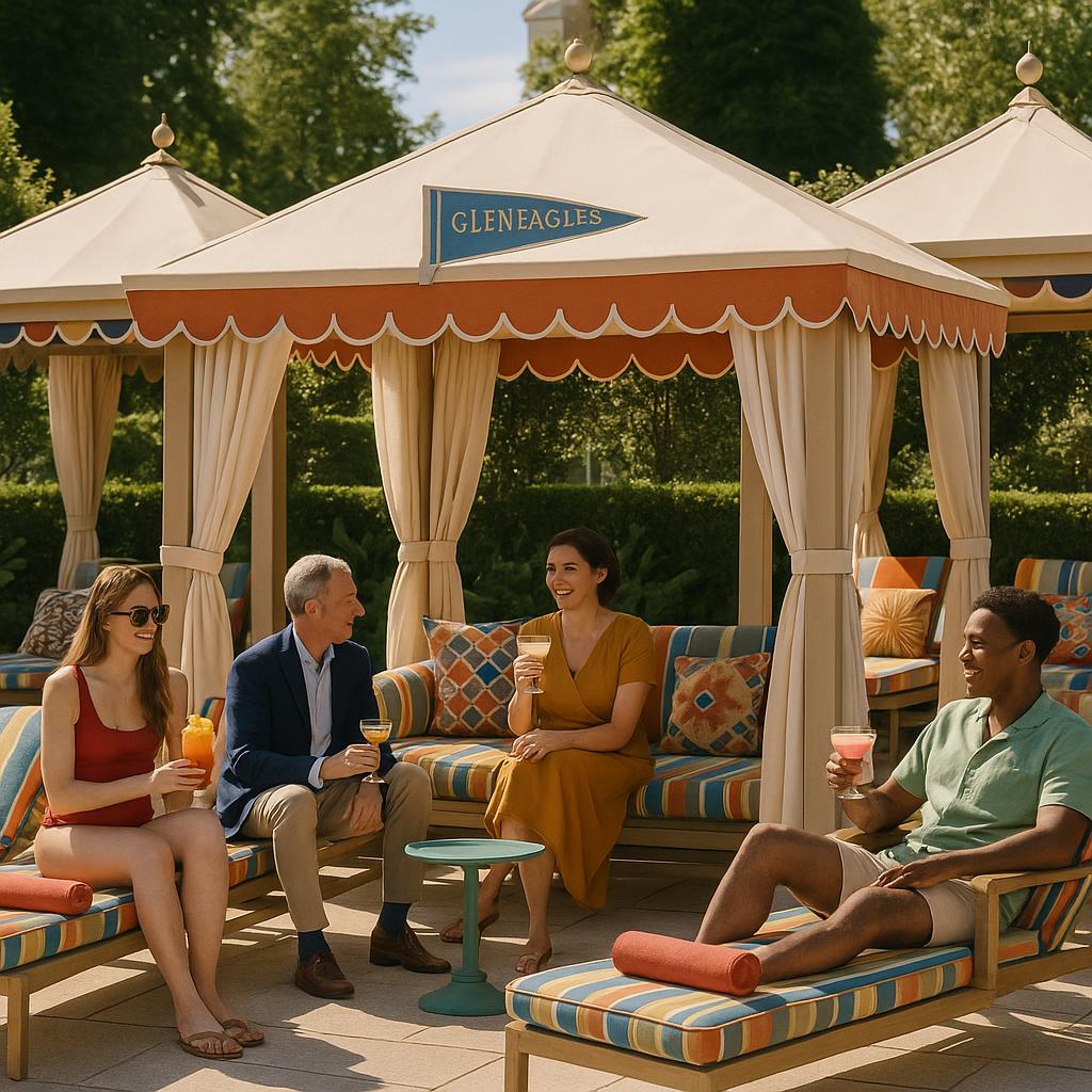 Gleneagles poolside lounge exuding beach club energy