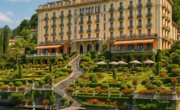 Grand Hotel Tremezzo overlooking Lake Como in summer