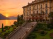 Grand Hotel Villa Serbelloni grand steps and panoramic Lake Como view at sunset