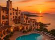 Hotel Cala di Volpe with sunset over Costa Smeralda