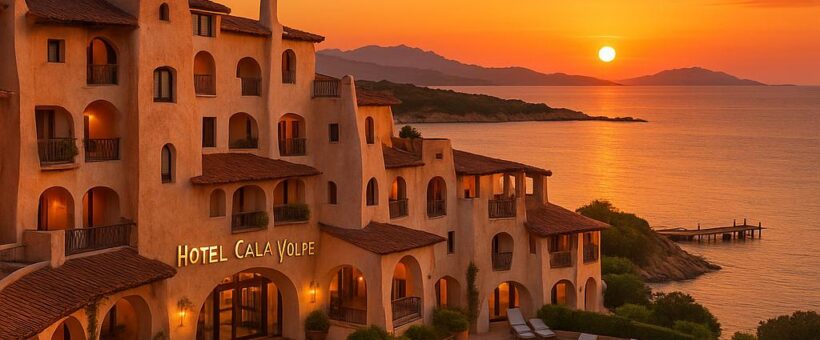 Hotel Cala di Volpe with sunset over Costa Smeralda