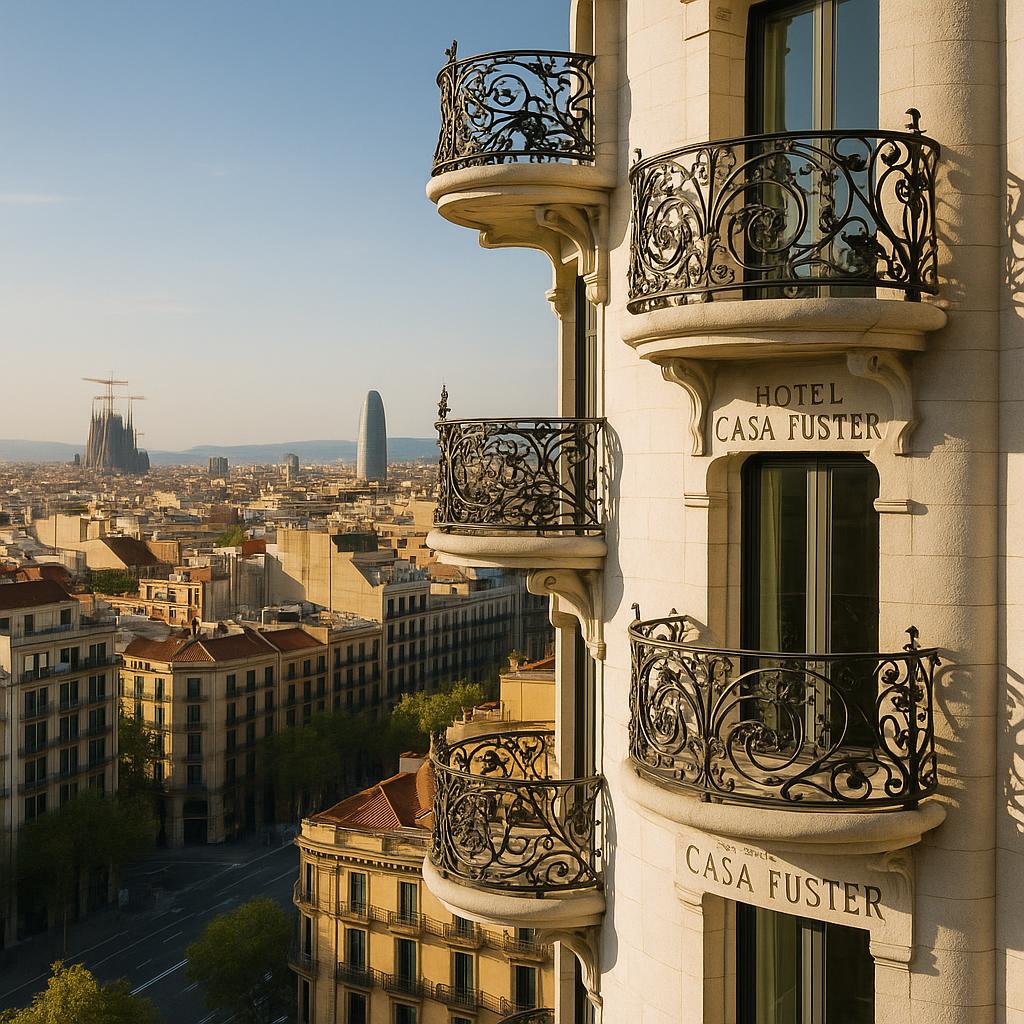 Hotel Casa Fuster balconies overlooking Barcelona