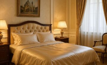 Luxurious silk sheets on a classic Hotel Sacher Wien bed