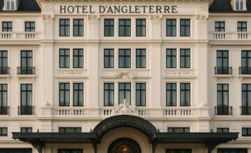 Hotel d'Angleterre entrance with classic architecture in Copenhagen