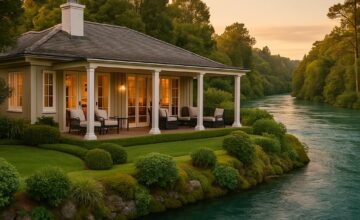Huka Lodge riverfront cottage overlooking Waikato River