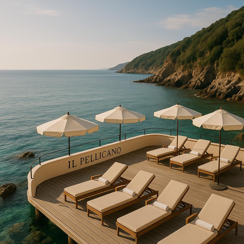 Il Pellicano swim platform overlooking Tuscan sea